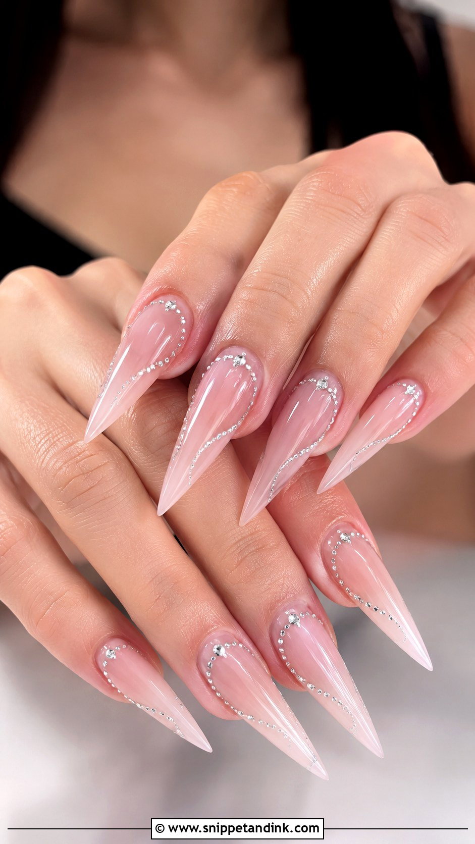 Crystal Stiletto Wedding Nails - Snippet and Ink - 20 Stiletto Wedding Nails