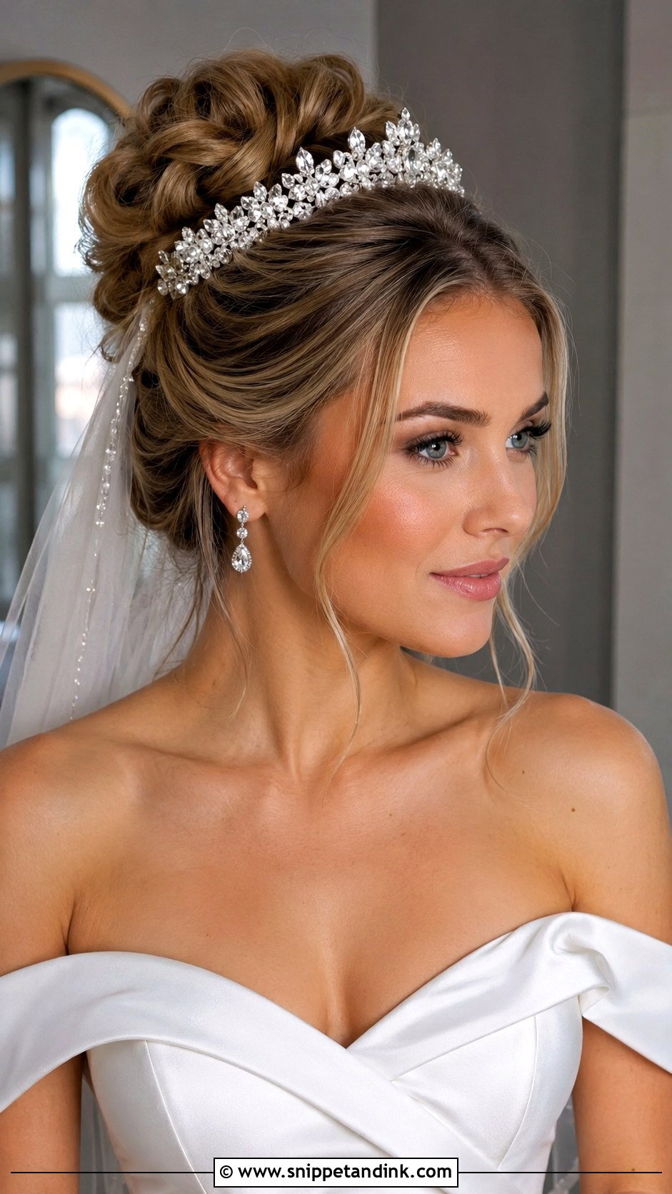 Crystal Tiara for Bridal Updo - Snippet and Ink - 25 Hair Pieces for Wedding