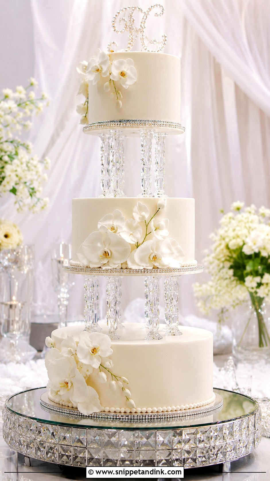 Crystal Wedding Cake Separator - Snippet and Ink - 25 Wedding Cake Separators