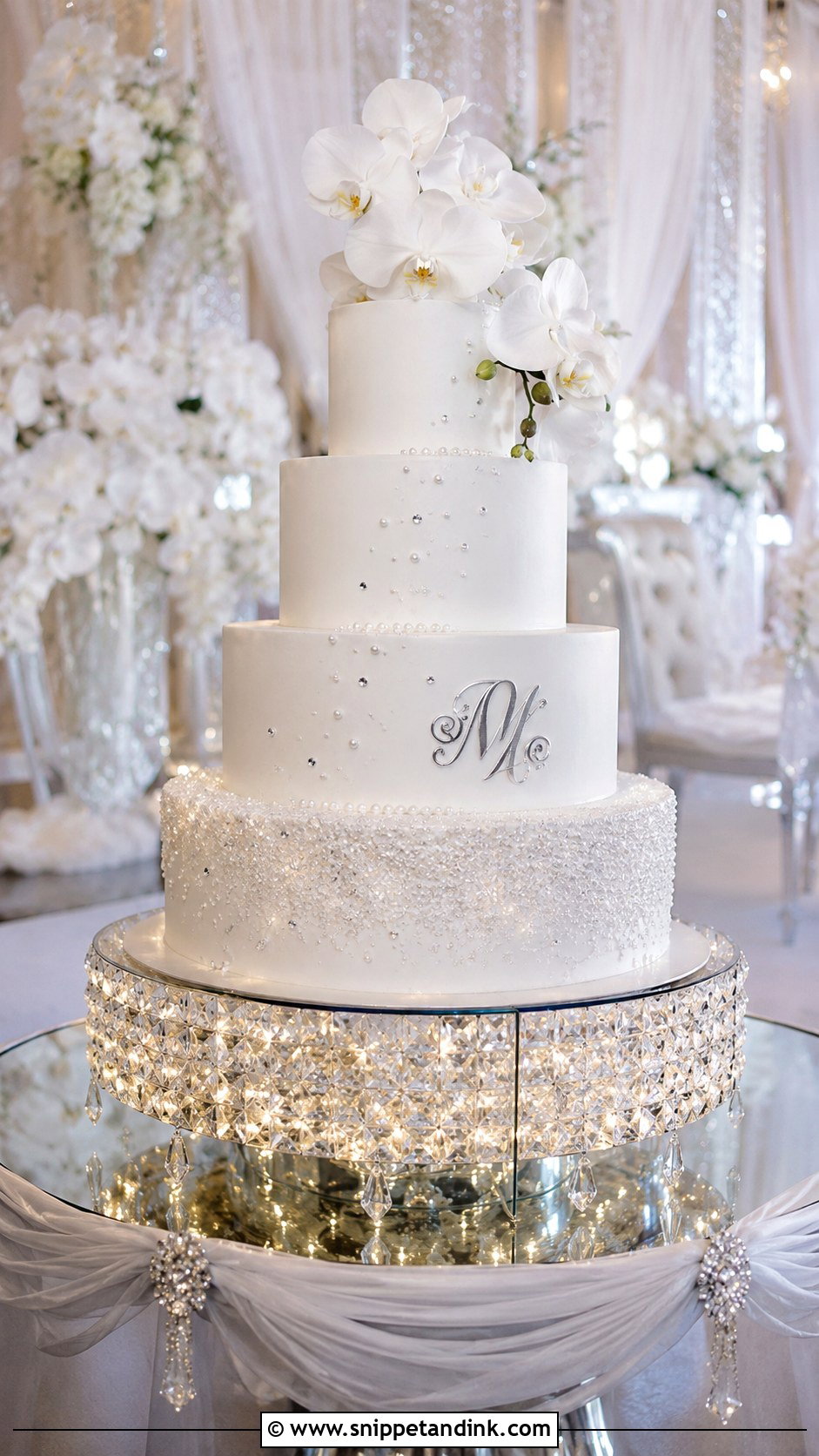 Crystal Wedding Cake With Fairy Lights - Snippet and Ink - 20 Wedding Cake Ideas with Fairy Lights
