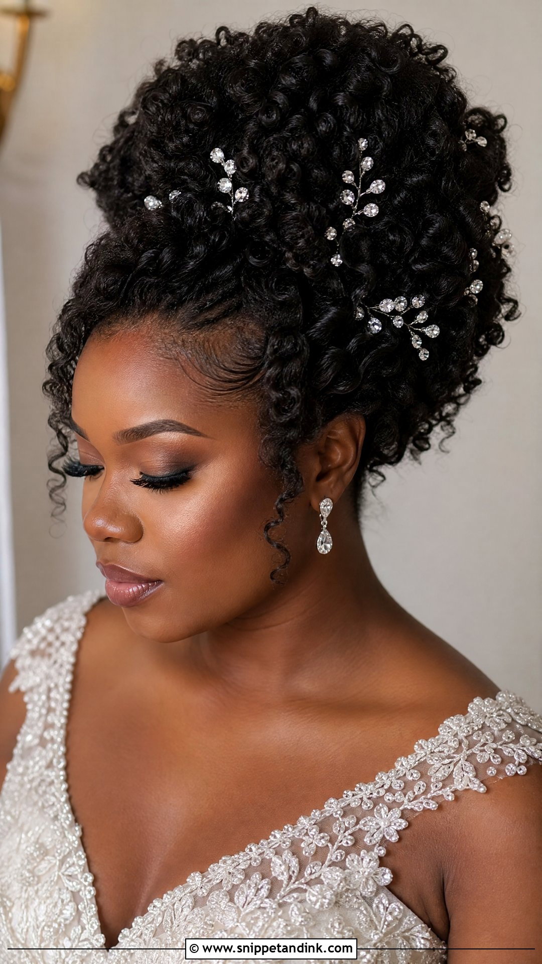 Crystal Wedding Hair Pins With Curly Updo - Snippet and Ink - 15 Crystal Wedding Hair Pins