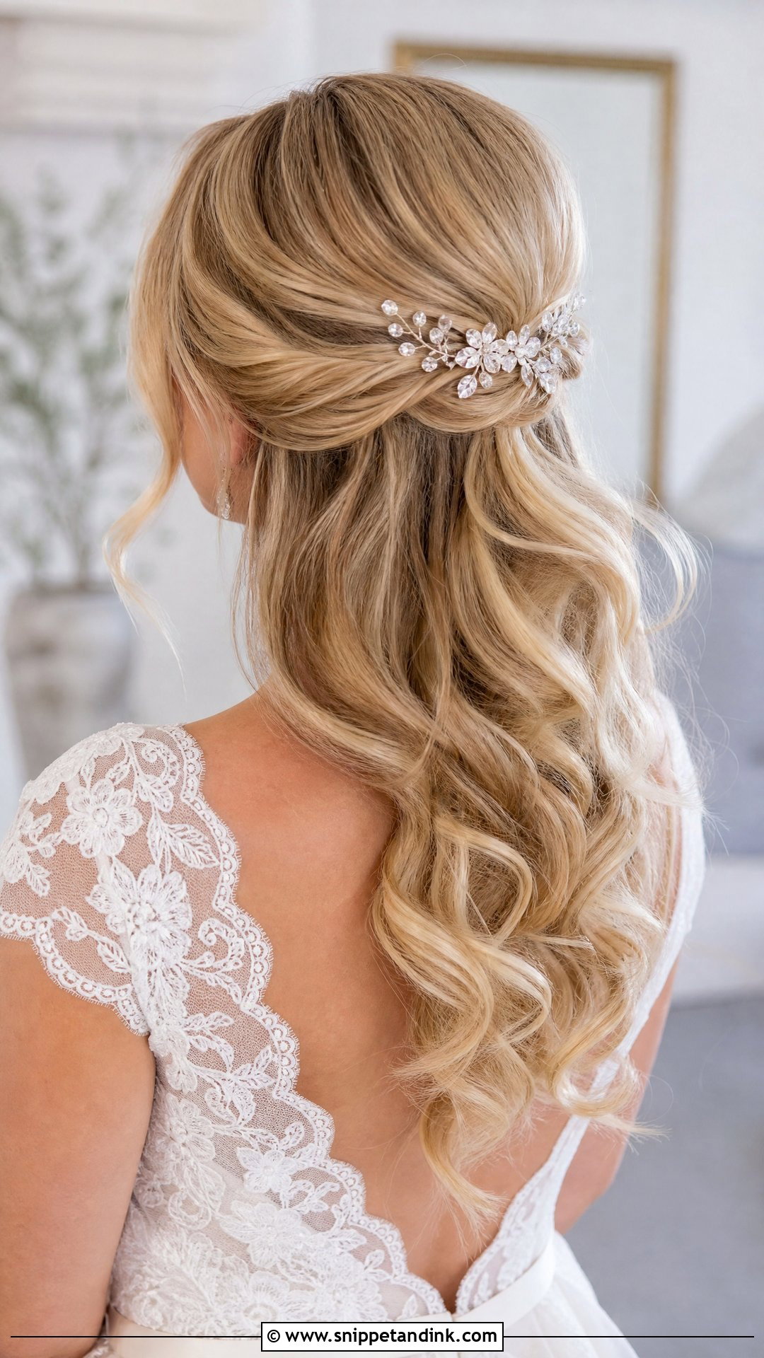 Crystal Wedding Hair Pins With Half Up Hair - Snippet and Ink - 15 Crystal Wedding Hair Pins