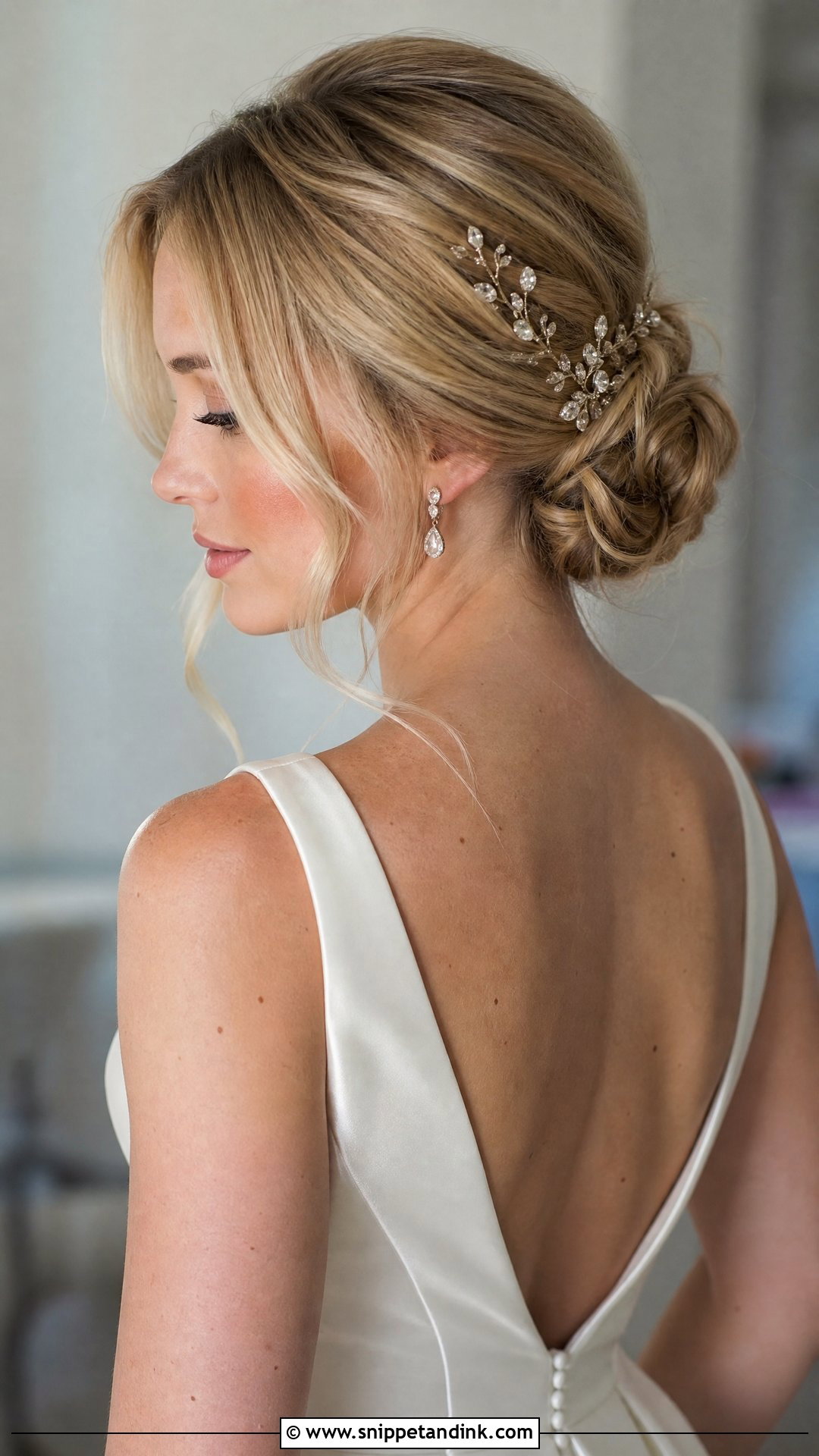 Crystal Wedding Hair Pins With Low Bun - Snippet and Ink - 15 Crystal Wedding Hair Pins