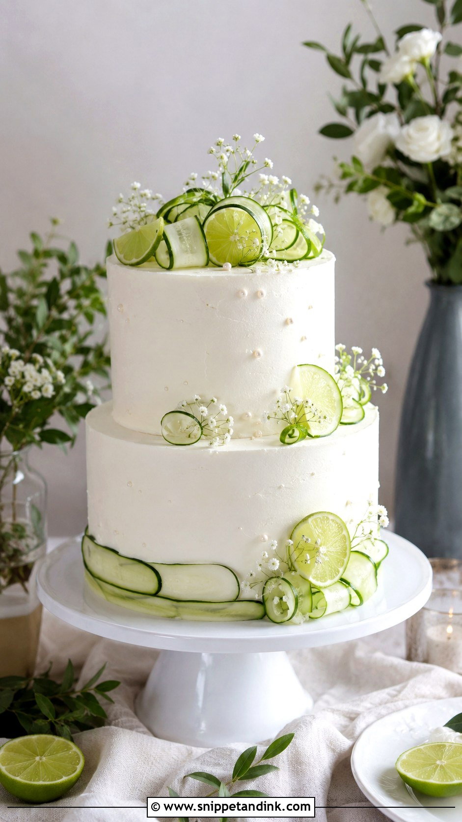 Cucumber Lime Cooler Wedding Cake - Snippet and Ink - 20 Cocktail Cake Design Ideas for Wedding