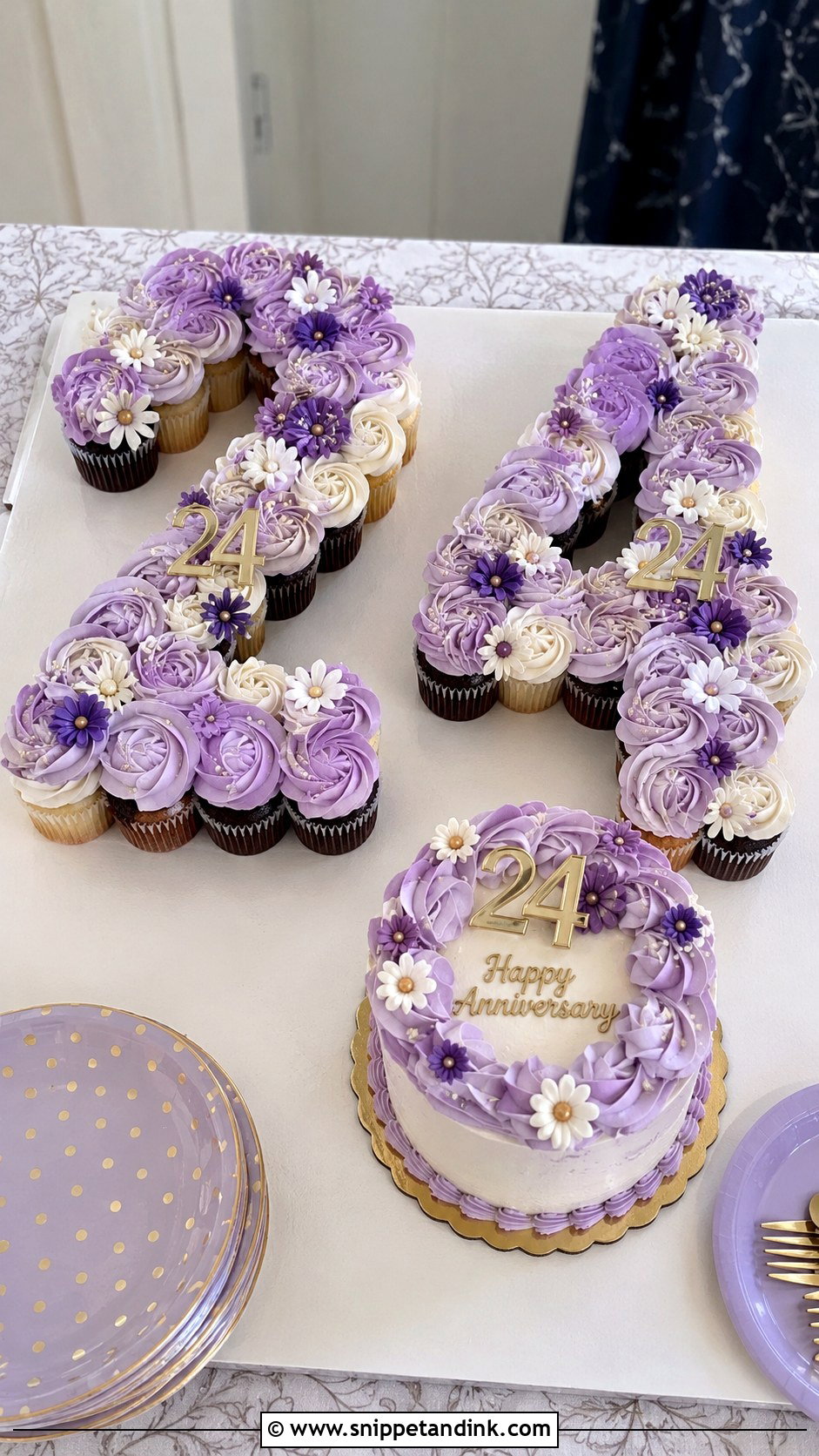 Cupcake 24th Anniversary Cake - Snippet and Ink - 20 24th Anniversary Cake Ideas