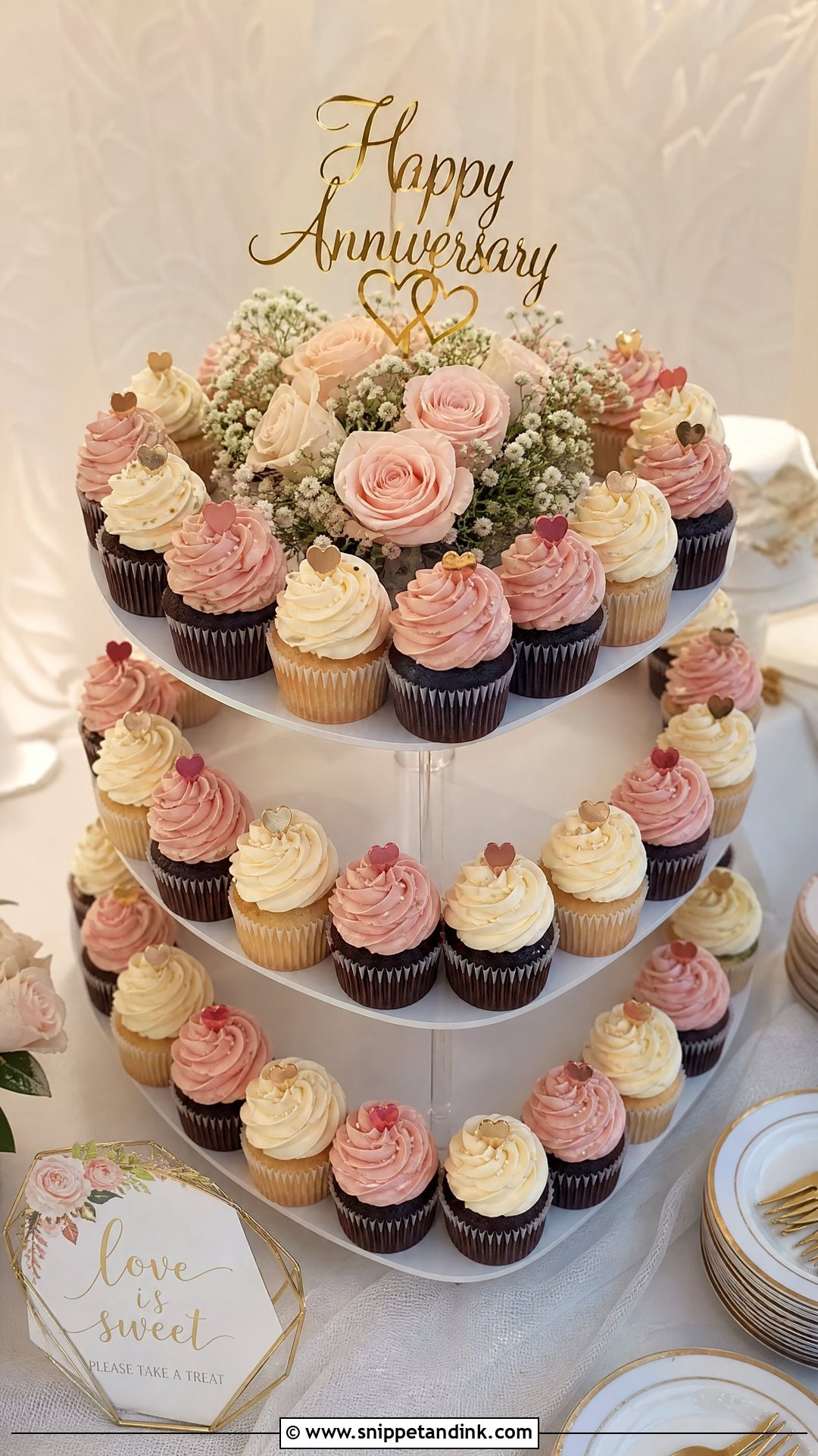 Cupcake Anniversary Cake - Snippet and Ink - 30 Marriage Anniversary Cake Design Ideas