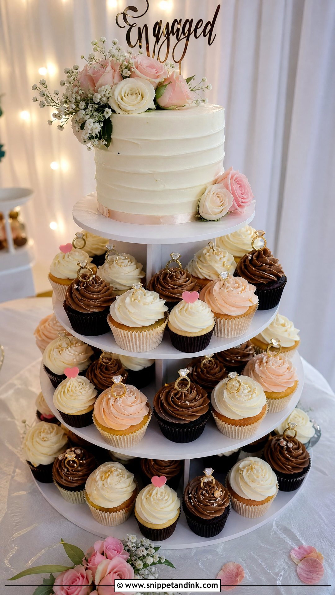 Cupcake Engagement Cake - Snippet and Ink - 25 Engaged Cake Ideas