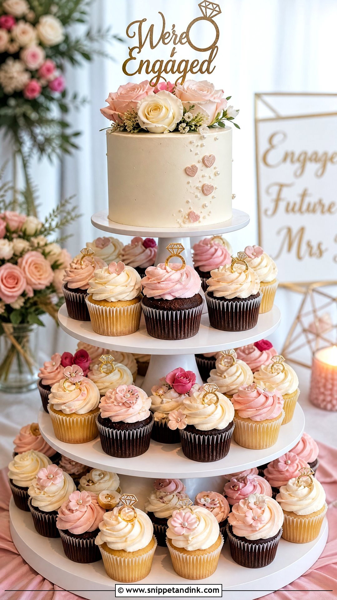 Cupcake Engagement Cake - Snippet and Ink - 30 Engagement Cake Designs
