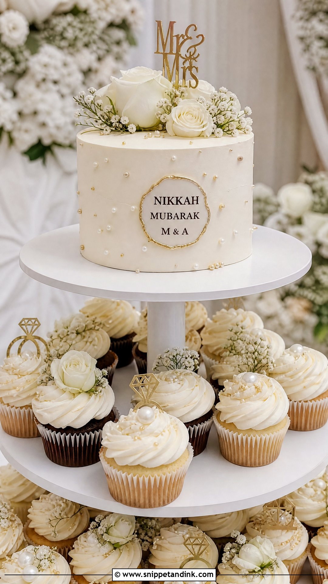 Cupcake Nikkah Cake - Snippet and Ink - 25 Nikkah Cake Ideas