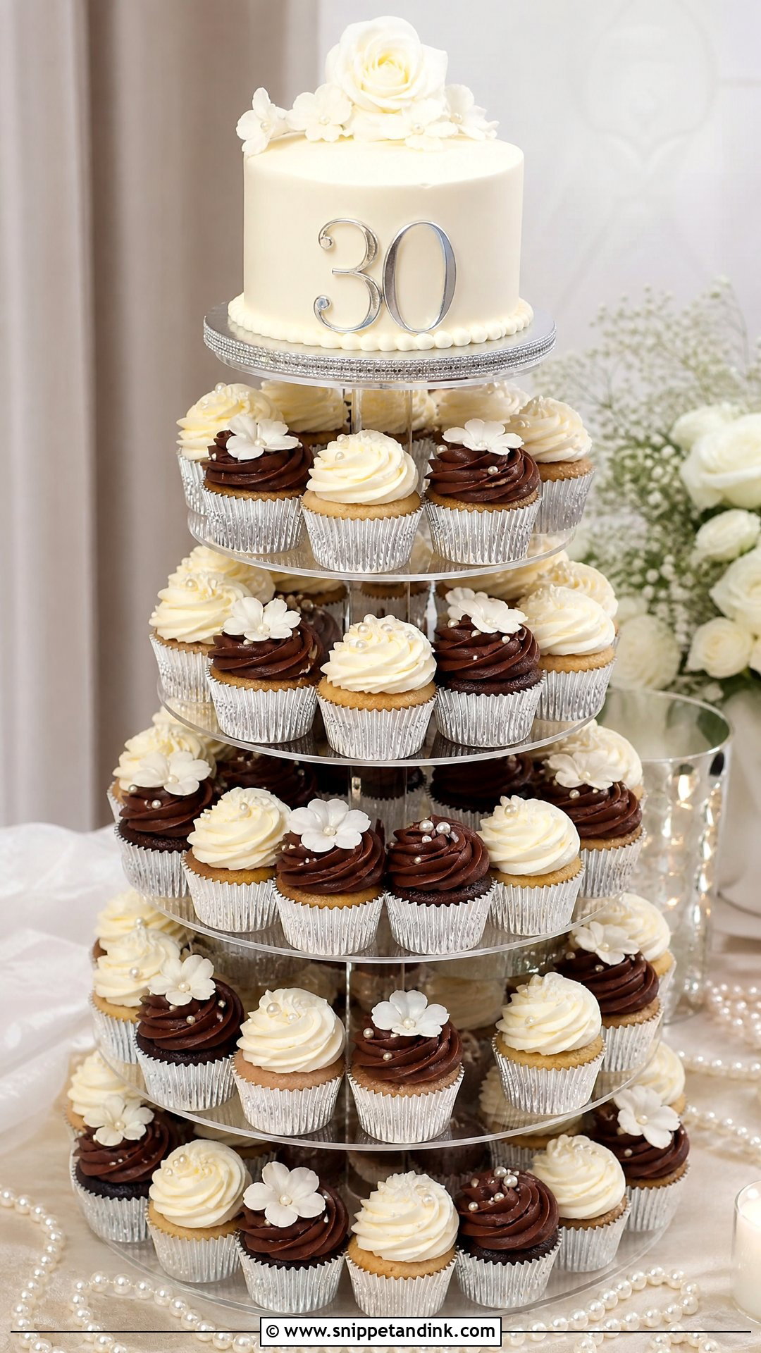 Cupcake Tower 30th Anniversary Cake - Snippet and Ink - 25 30th Anniversary Cake Ideas