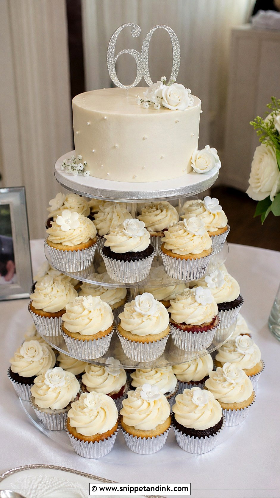 Cupcake Tower Anniversary Cake - Snippet and Ink - 20 60th Wedding Anniversary Cake Ideas