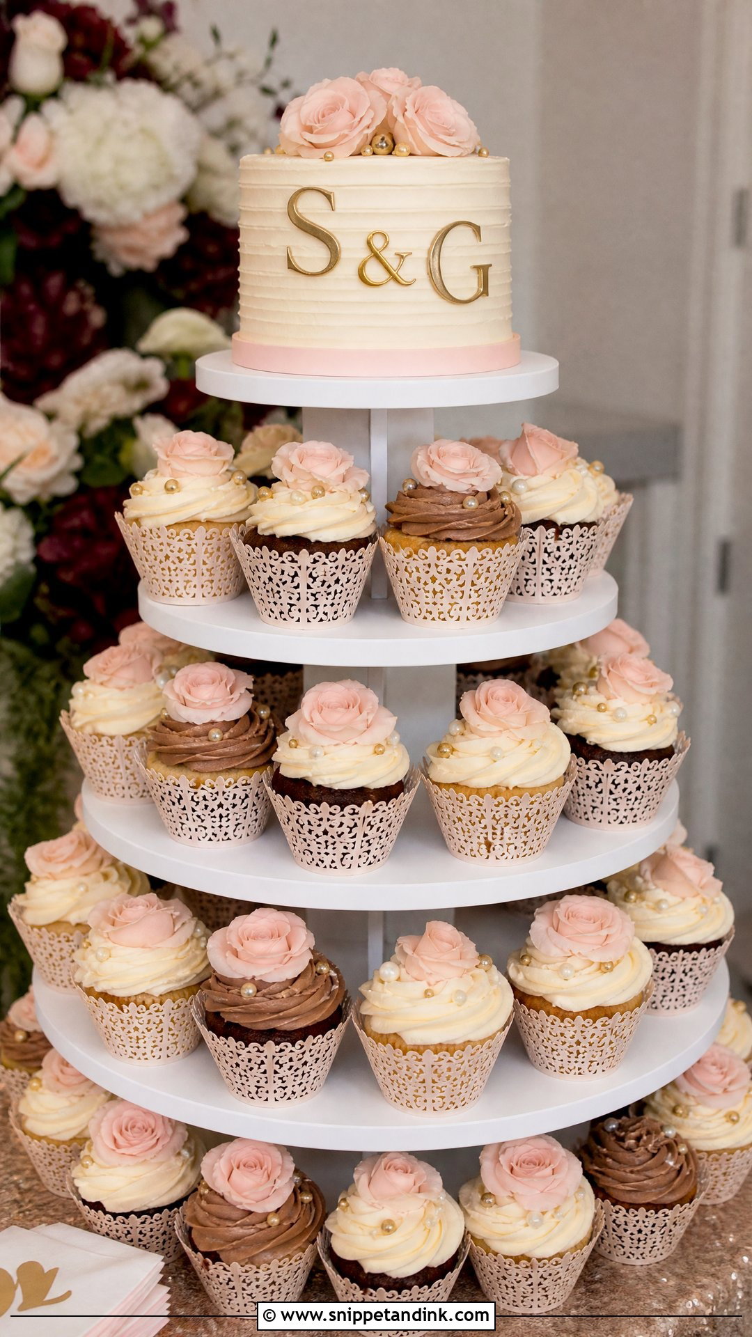 Cupcake Tower Wedding Anniversary Cake - Snippet and Ink - 35 Wedding Anniversary Cake Ideas