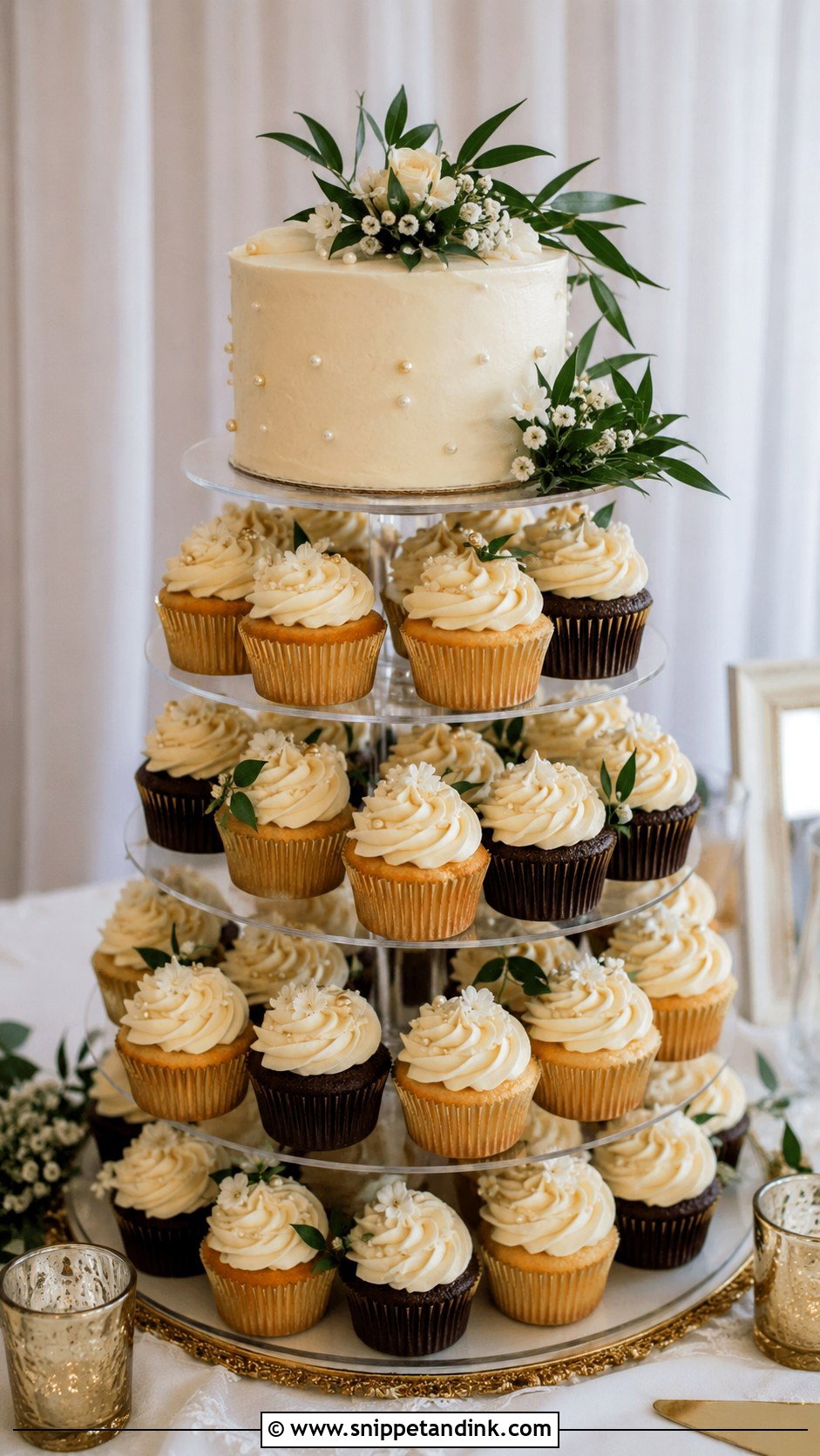 Cupcake Tower Wedding Cake - Snippet and Ink - 20 Budget Wedding Cake Ideas