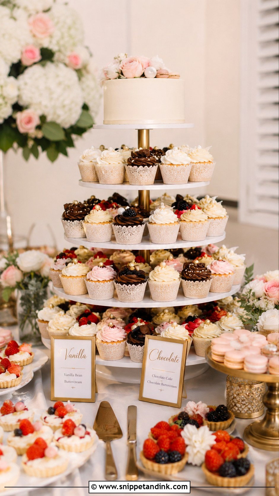 Cupcake Wedding Cake Dessert Table - Snippet and Ink - 20 Cupcake Wedding Cake Ideas