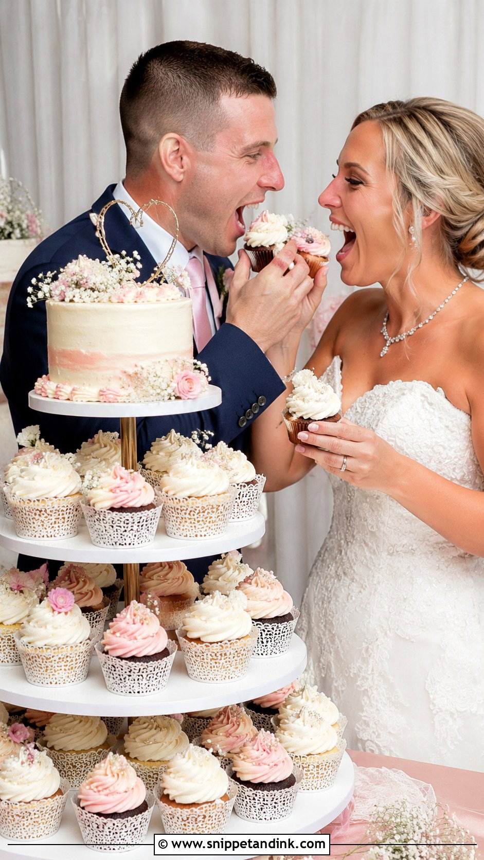Cupcake Wedding Cake Feeding Photo - Snippet and Ink - 20 Cake Eating Photoshoot Ideas for Wedding