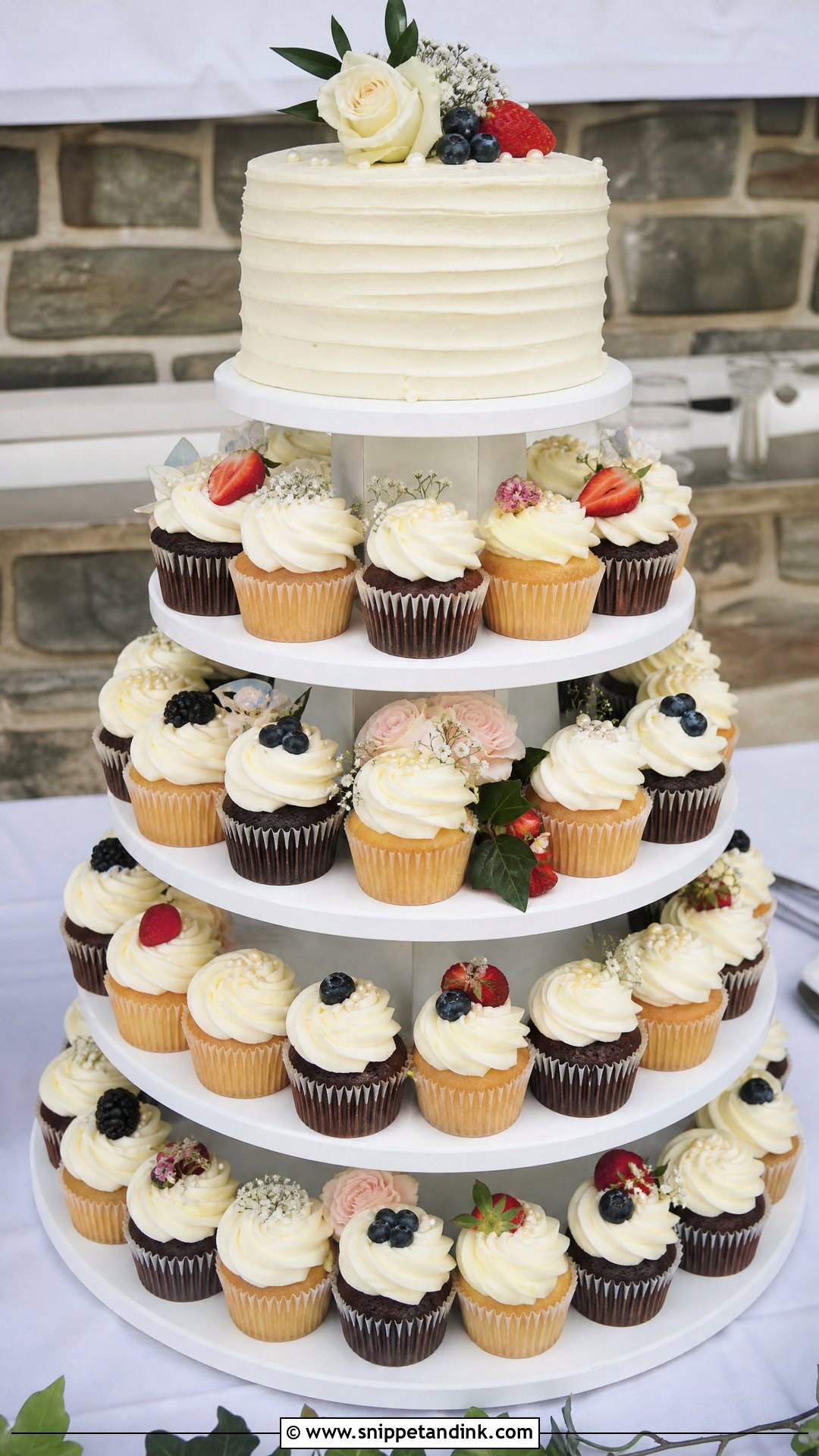 Cupcake Wedding Cake Tower - Snippet and Ink - 20 Simple Wedding Cake Ideas