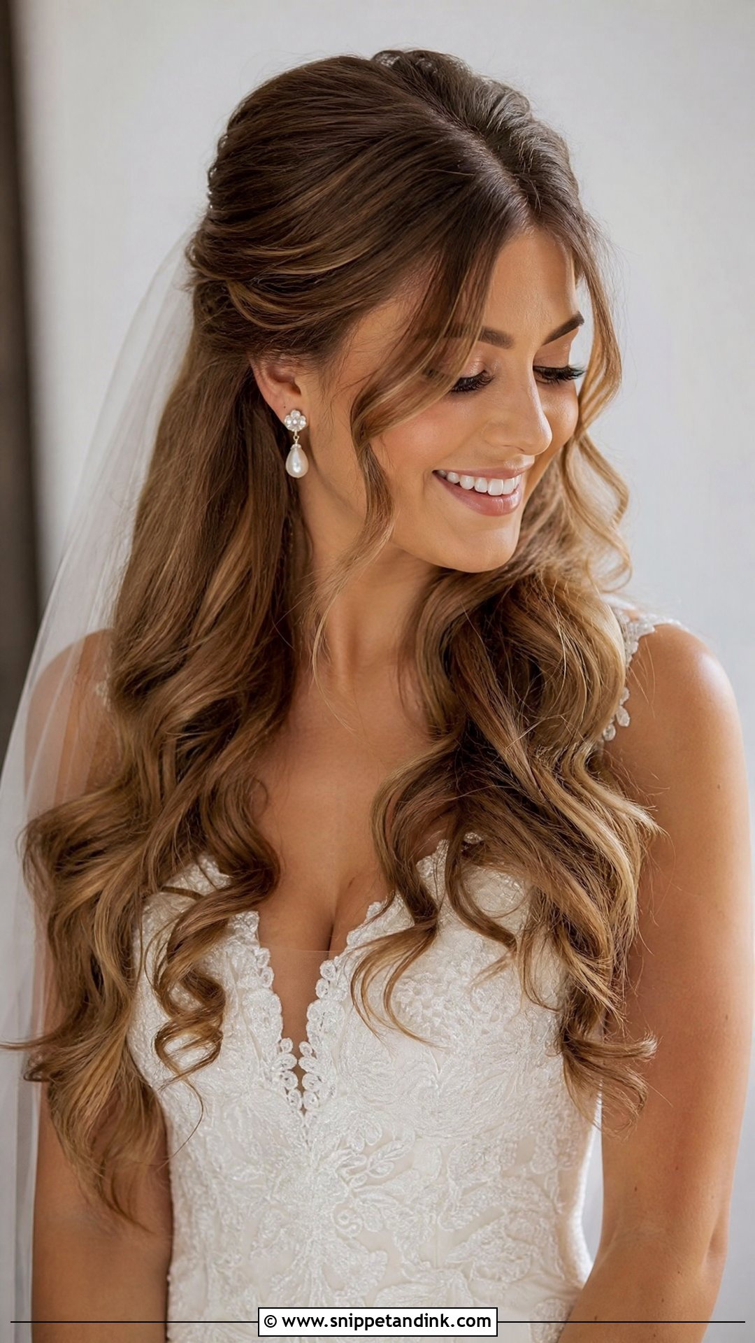 Curled Bridal Hair Down With Face Framing Pieces - Snippet and Ink - 15 Curled Bridal Hair Down Ideas