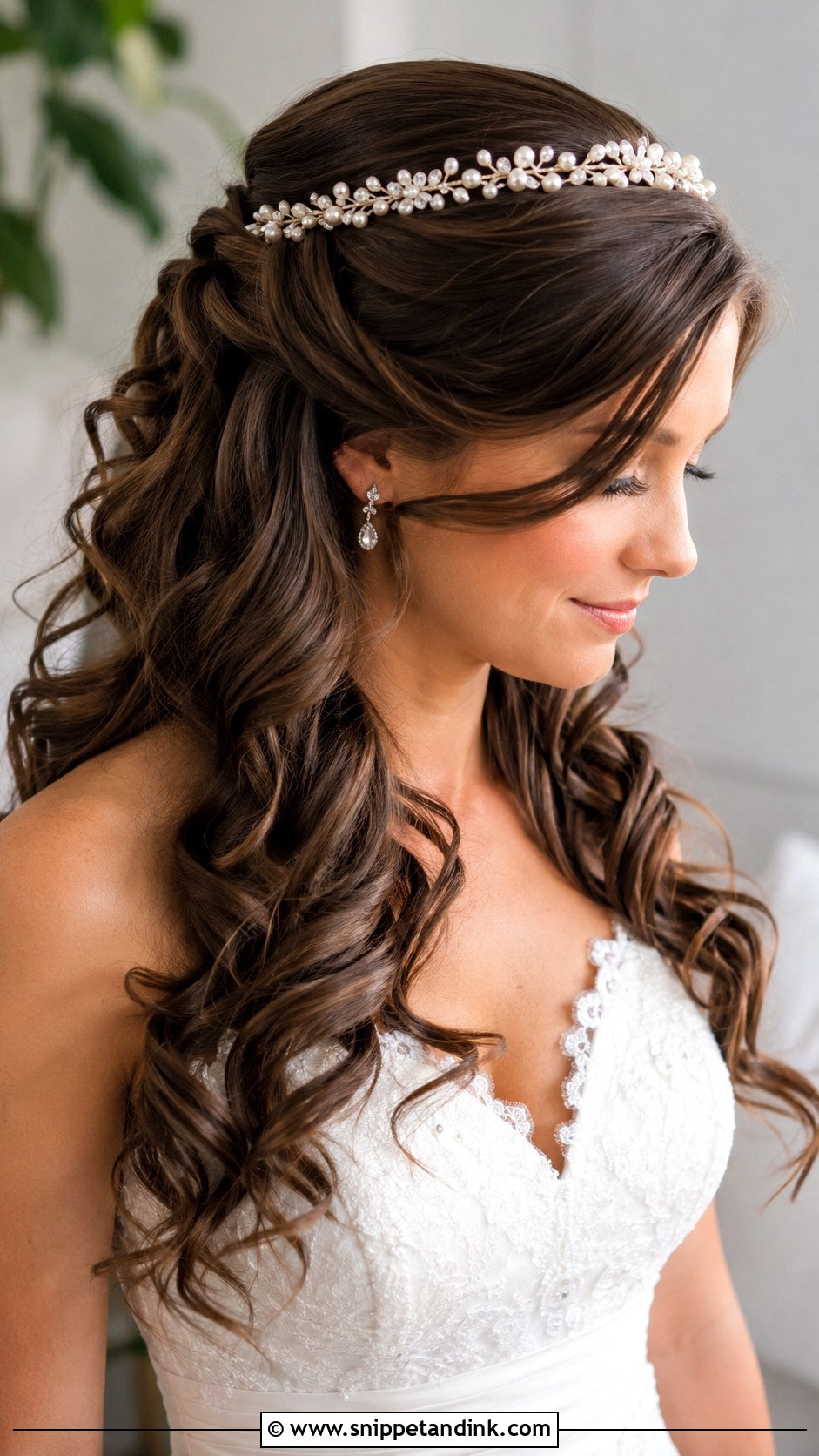 Curled Bridal Hair With Headband - Snippet and Ink - 25 Curled Wedding Hair Ideas
