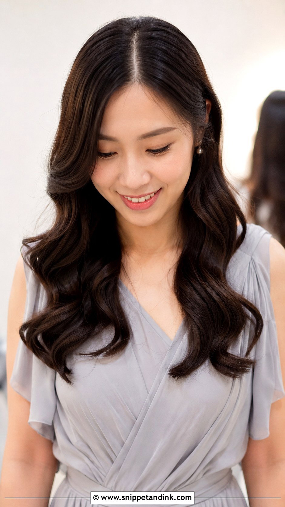 Curled Bridesmaid Hair With Middle Part - Snippet and Ink - 20 Curled Bridesmaid Hair Ideas