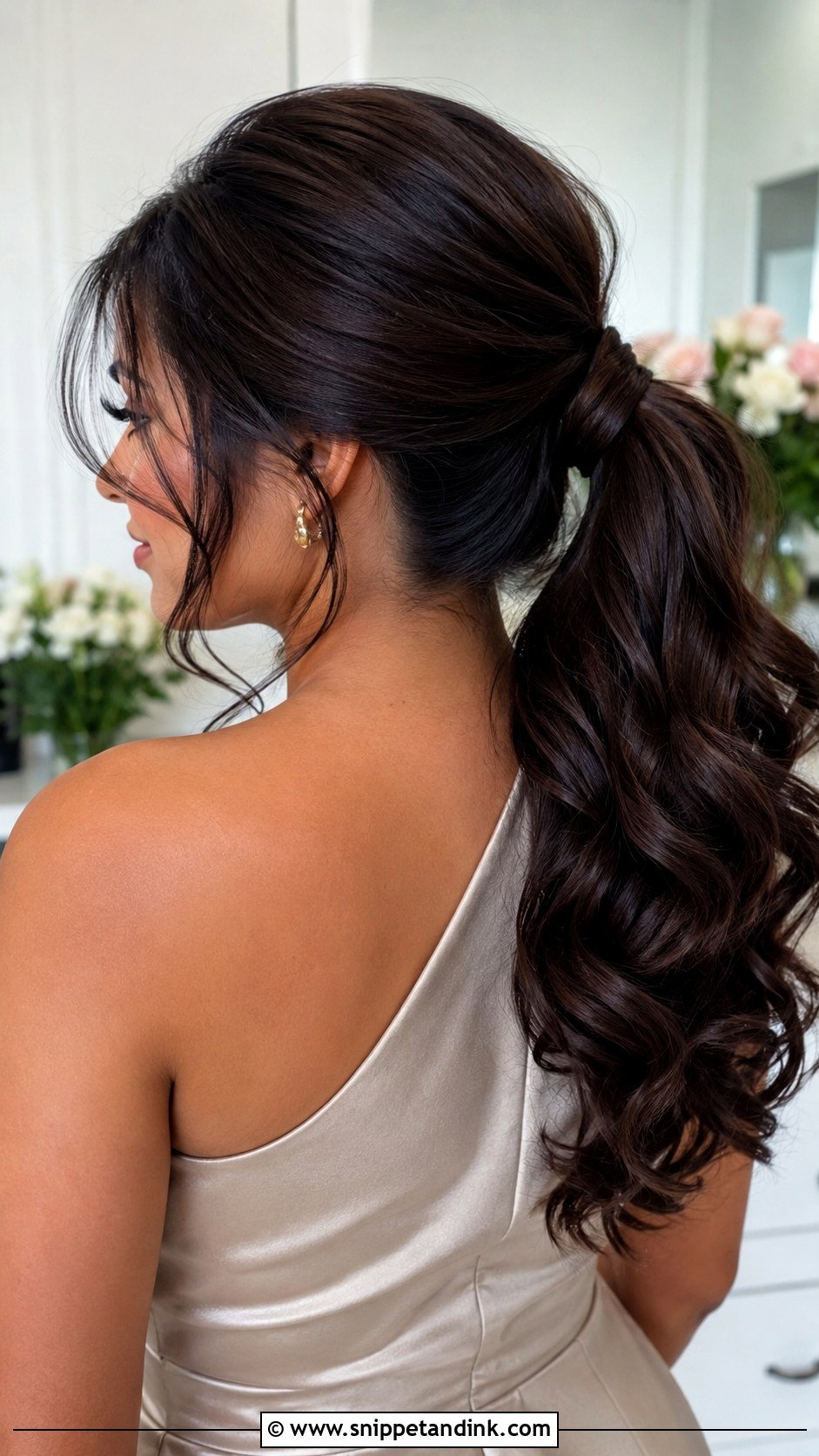 Curled Bridesmaid Ponytail - Snippet and Ink - 20 Curled Bridesmaid Hair Ideas