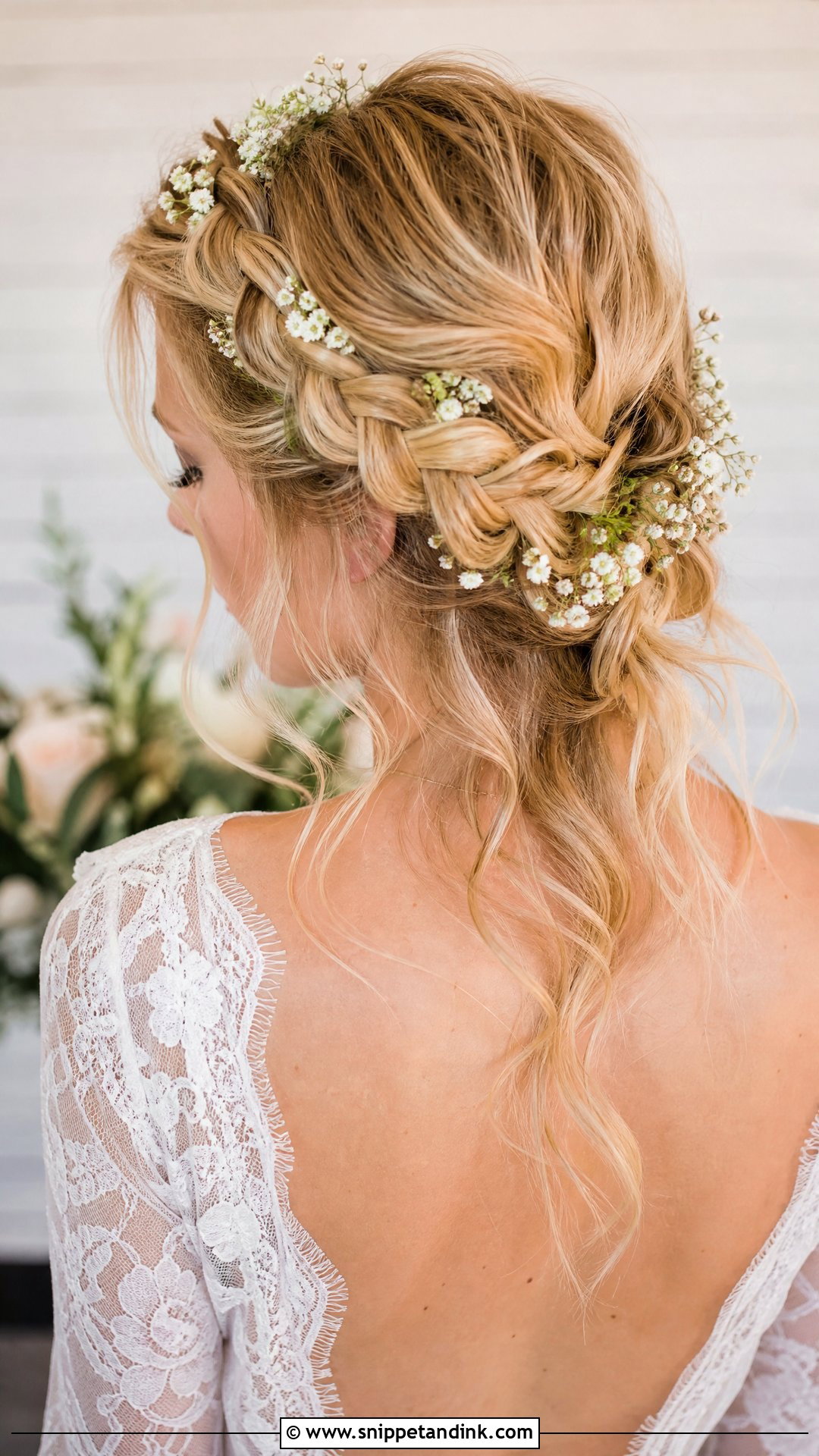 Curled Crown Braid - Snippet and Ink - 20 Curled Bridal Hair Ideas
