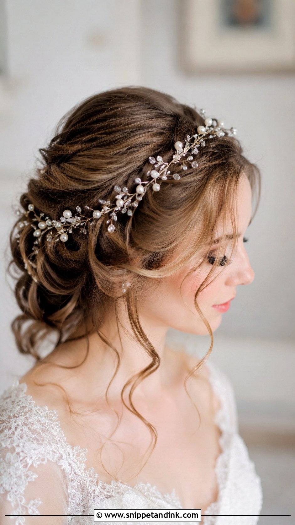 Curled Hair With Hair Vine - Snippet and Ink - 20 Curled Wedding Hair Down Ideas