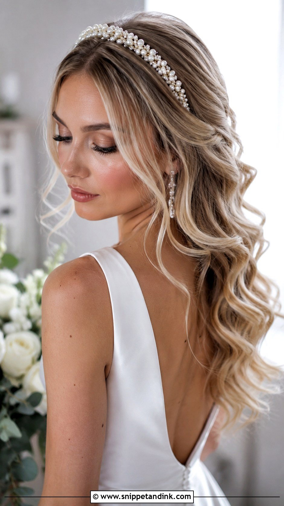 Curled Hair With Headband - Snippet and Ink - 20 Curled Wedding Hair Down Ideas