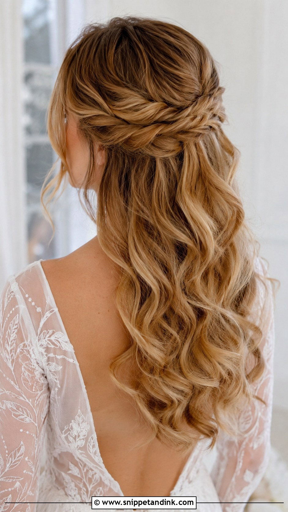 Curled Half Up With Twists - Snippet and Ink - 20 Curled Wedding Hair Down Ideas