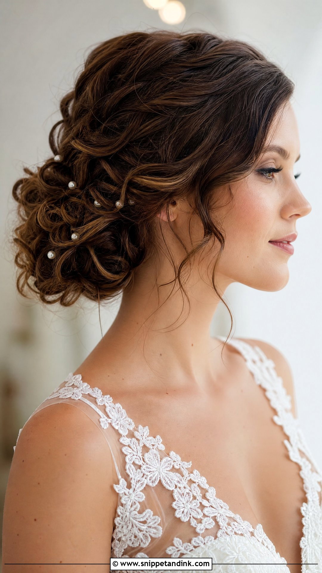Curled Low Bun Wedding Hair - Snippet and Ink - 15 Curled Hair Wedding Styles
