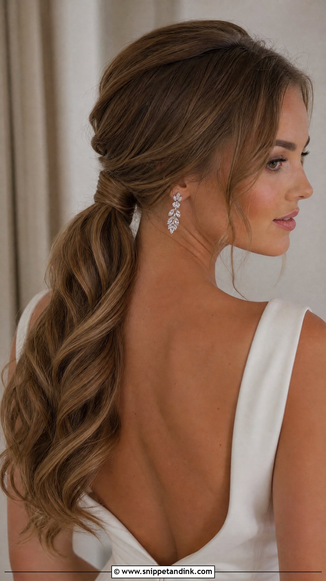 Curled Low Ponytail - Snippet and Ink - 20 Medium Wedding Hairstyles