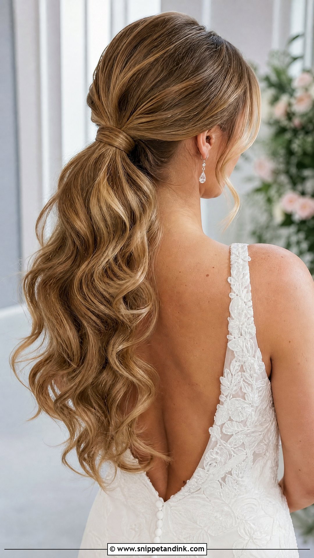 Curled Ponytail Wedding Hair - Snippet and Ink - 15 Curled Hair Wedding Styles