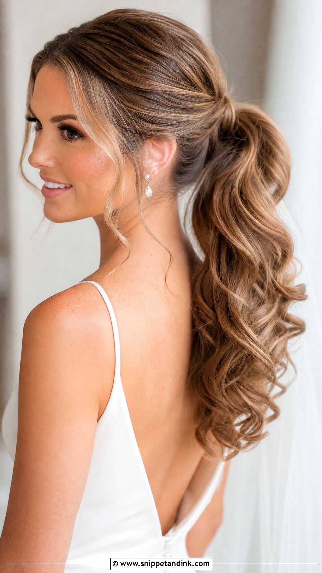 Curled Ponytail - Snippet and Ink - 20 Curled Bridal Hair Ideas