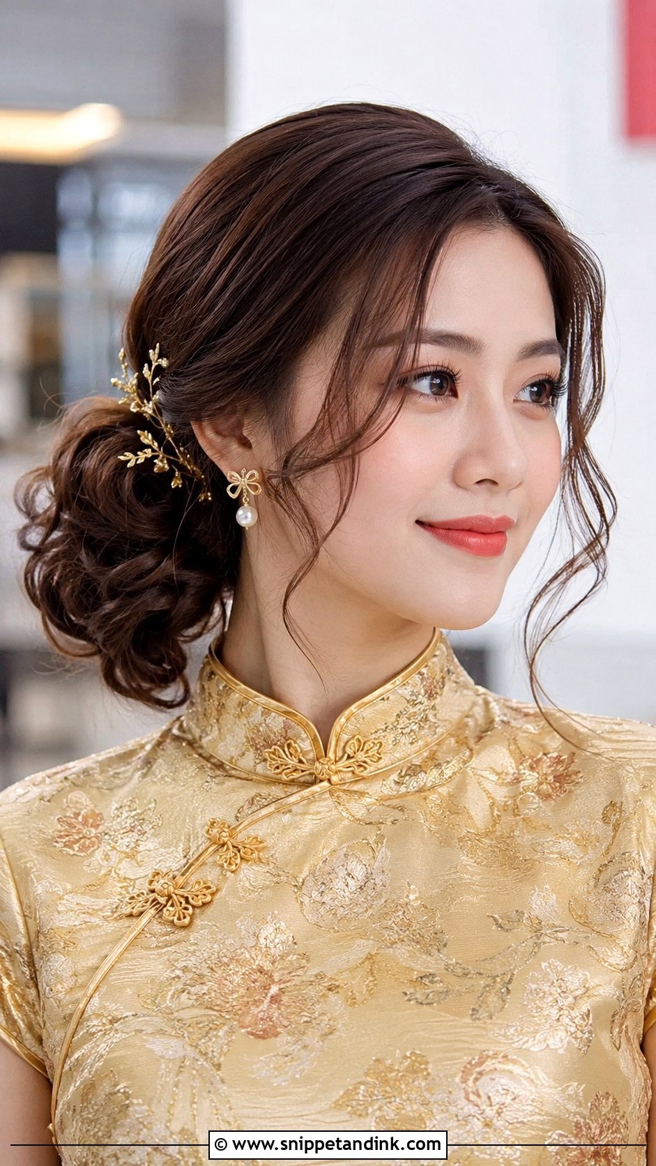 Curled Side Bun - Snippet and Ink - 20 Sangjit Hairstyle Ideas