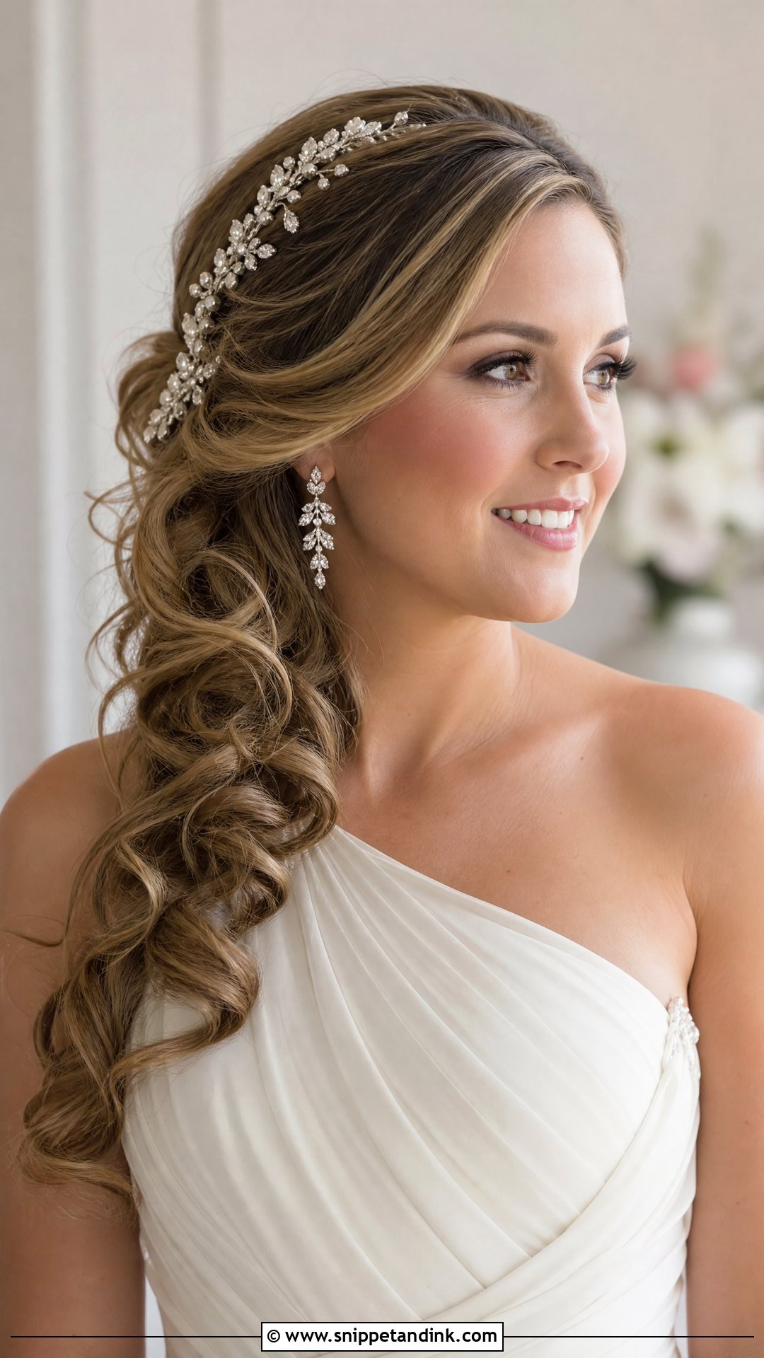 Curled Side Swept Style - Snippet and Ink - 20 Curled Bridal Hair Ideas