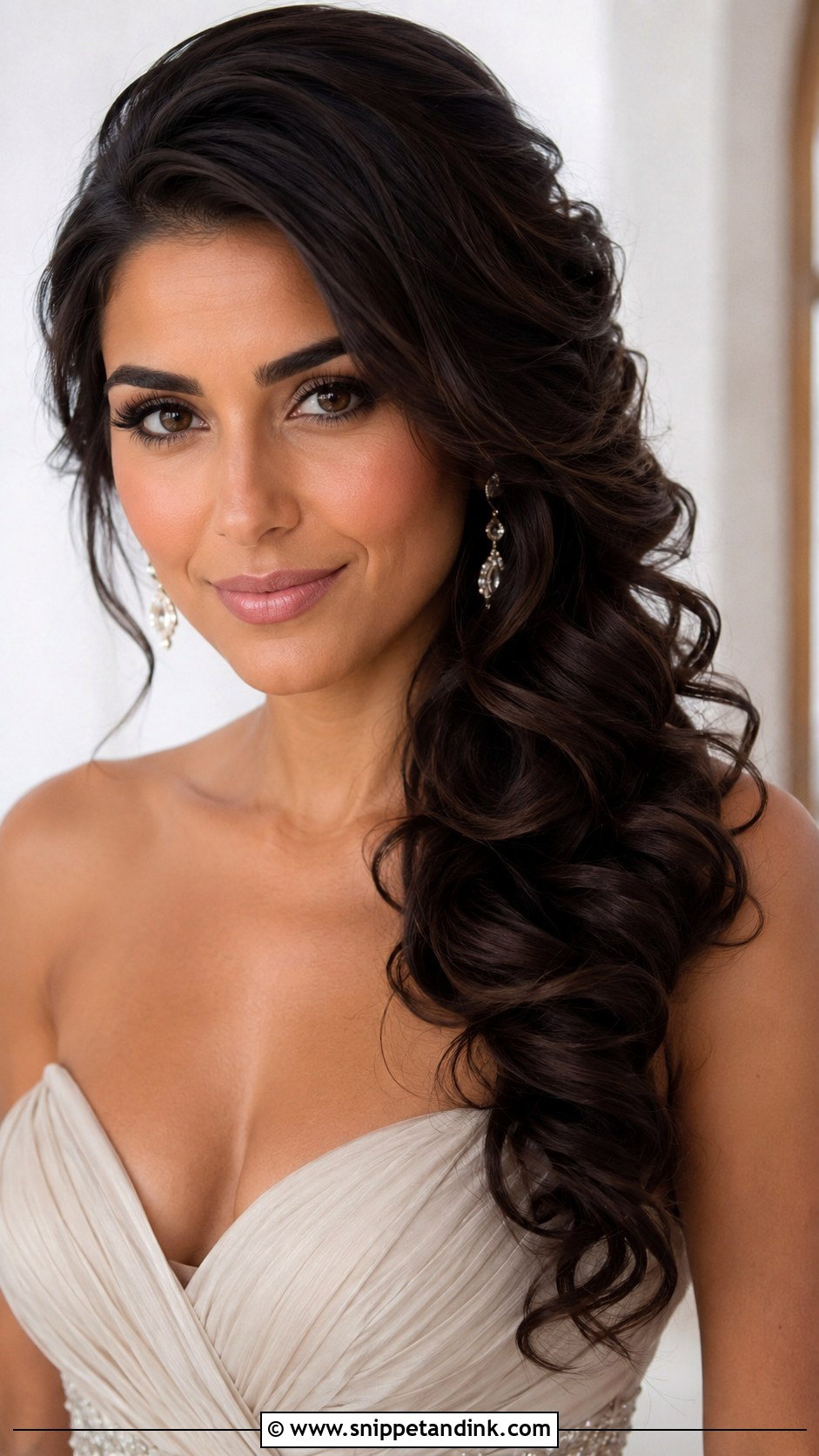 Curled Side Swept Wedding Hair - Snippet and Ink - 20 Curled Hairstyles for Wedding