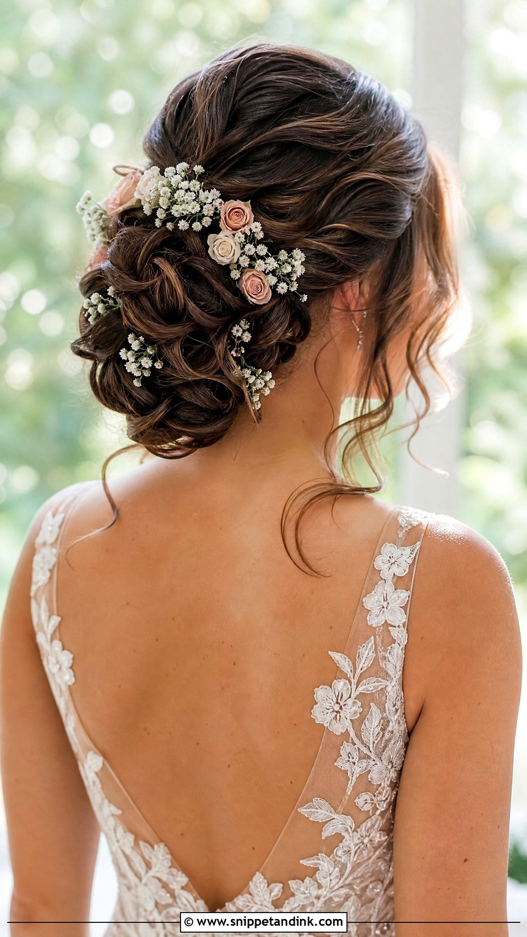 Curled Updo With Flowers - Snippet and Ink - 20 Curled Bridal Hair Ideas