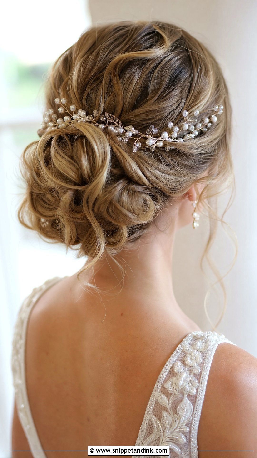 Curled Updo With Hair Vine - Snippet and Ink - 20 Curled Bridal Hair Ideas