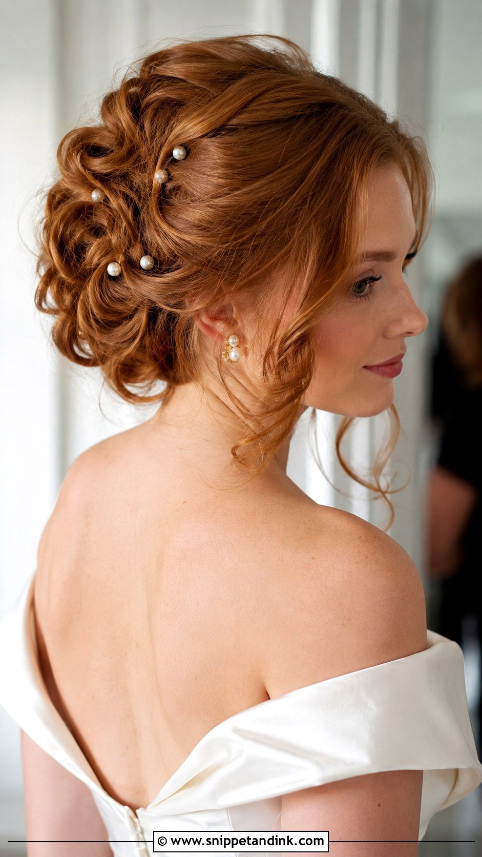 Curled Updo With Pearl Accessories - Snippet and Ink - 25 Curled Wedding Hair Ideas