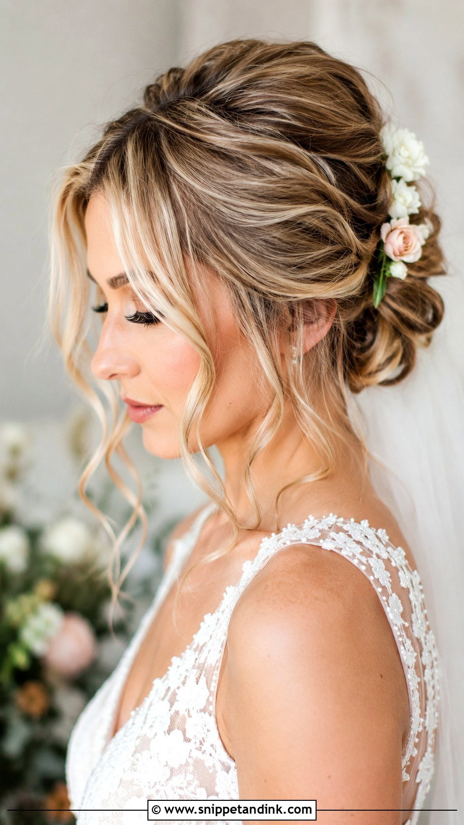 Curled Updo With Tendrils - Snippet and Ink - 25 Curled Wedding Hair Ideas