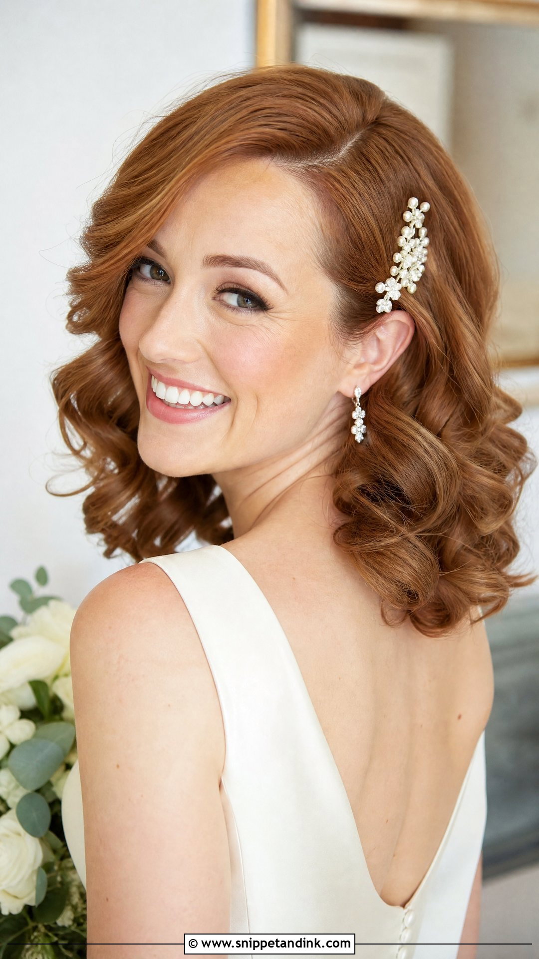 Curled Wedding Hair For Medium Hair - Snippet and Ink - 15 Curled Hair Wedding Styles