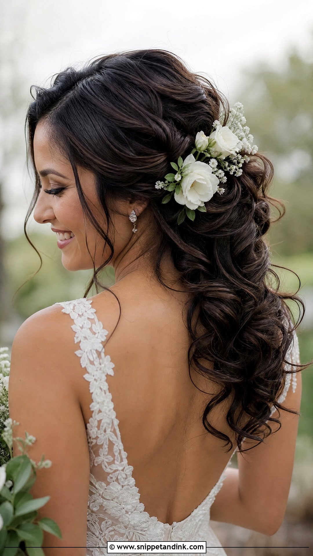 Curled Wedding Hair With Flowers - Snippet and Ink - 15 Curled Wedding Hairstyles