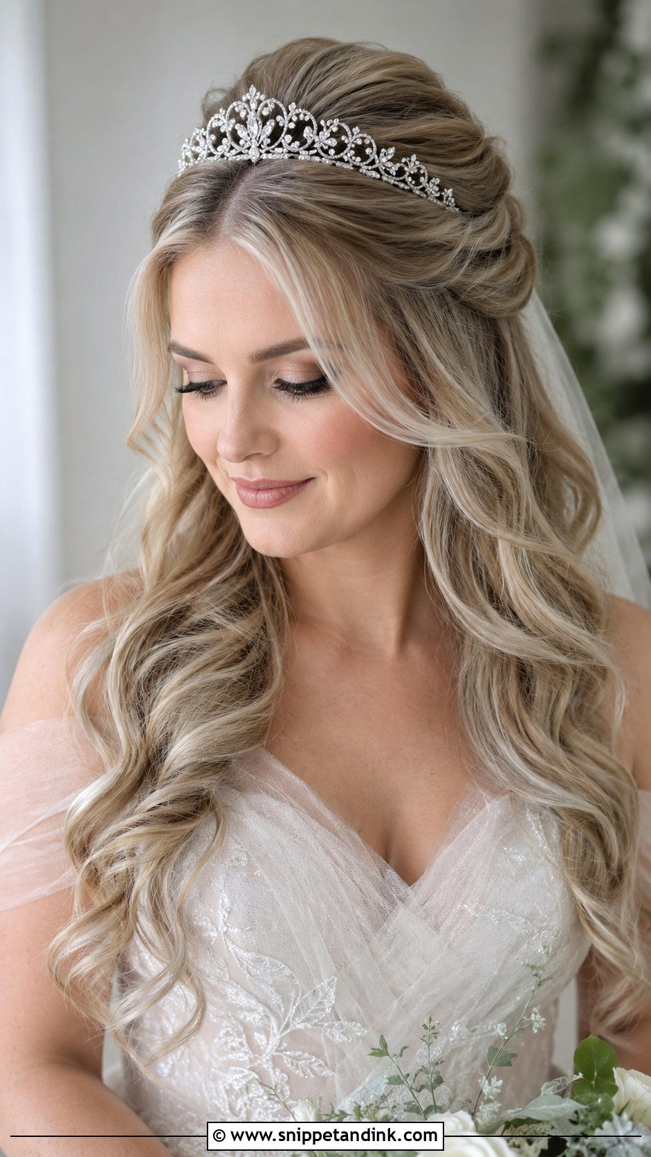 Curled Wedding Hair With Tiara - Snippet and Ink - 20 Curled Hairstyles for Wedding