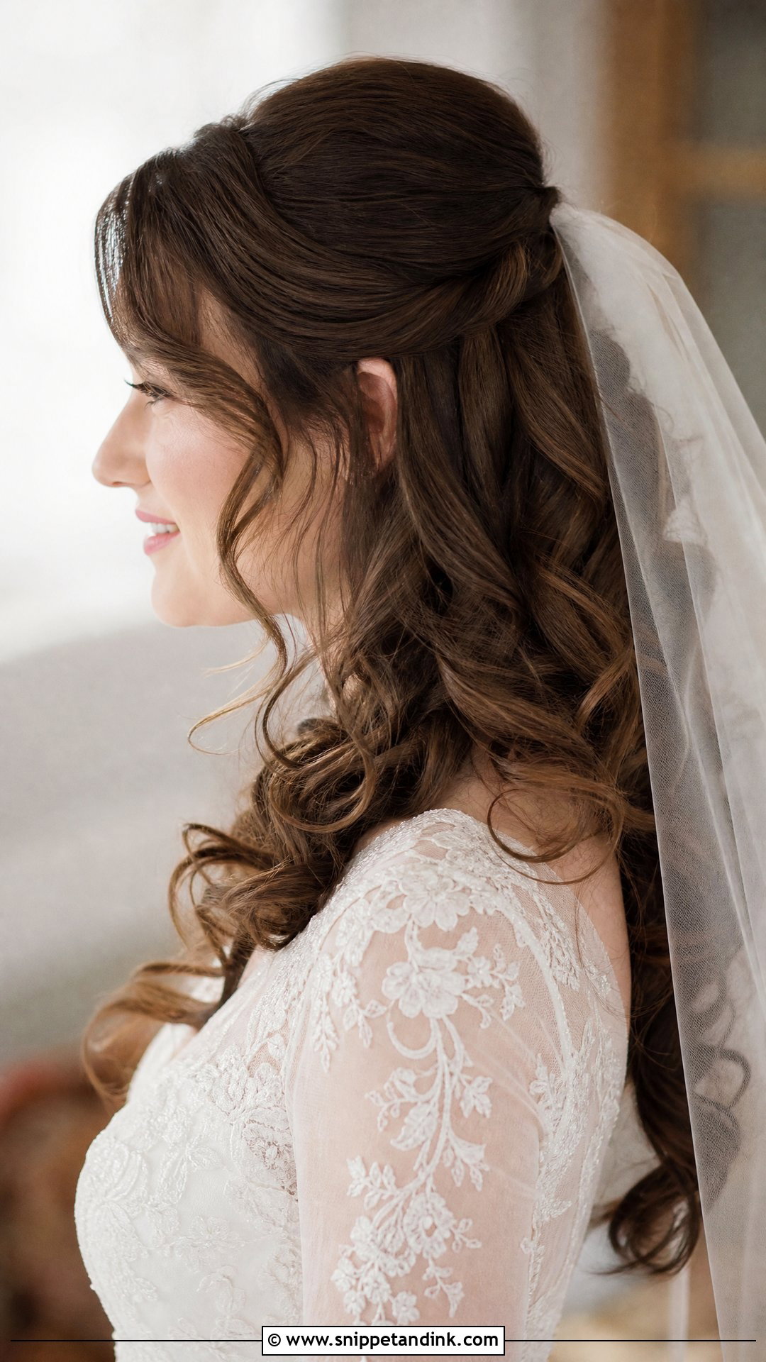 Curled Wedding Hair With Veil - Snippet and Ink - 15 Curled Wedding Hairstyles