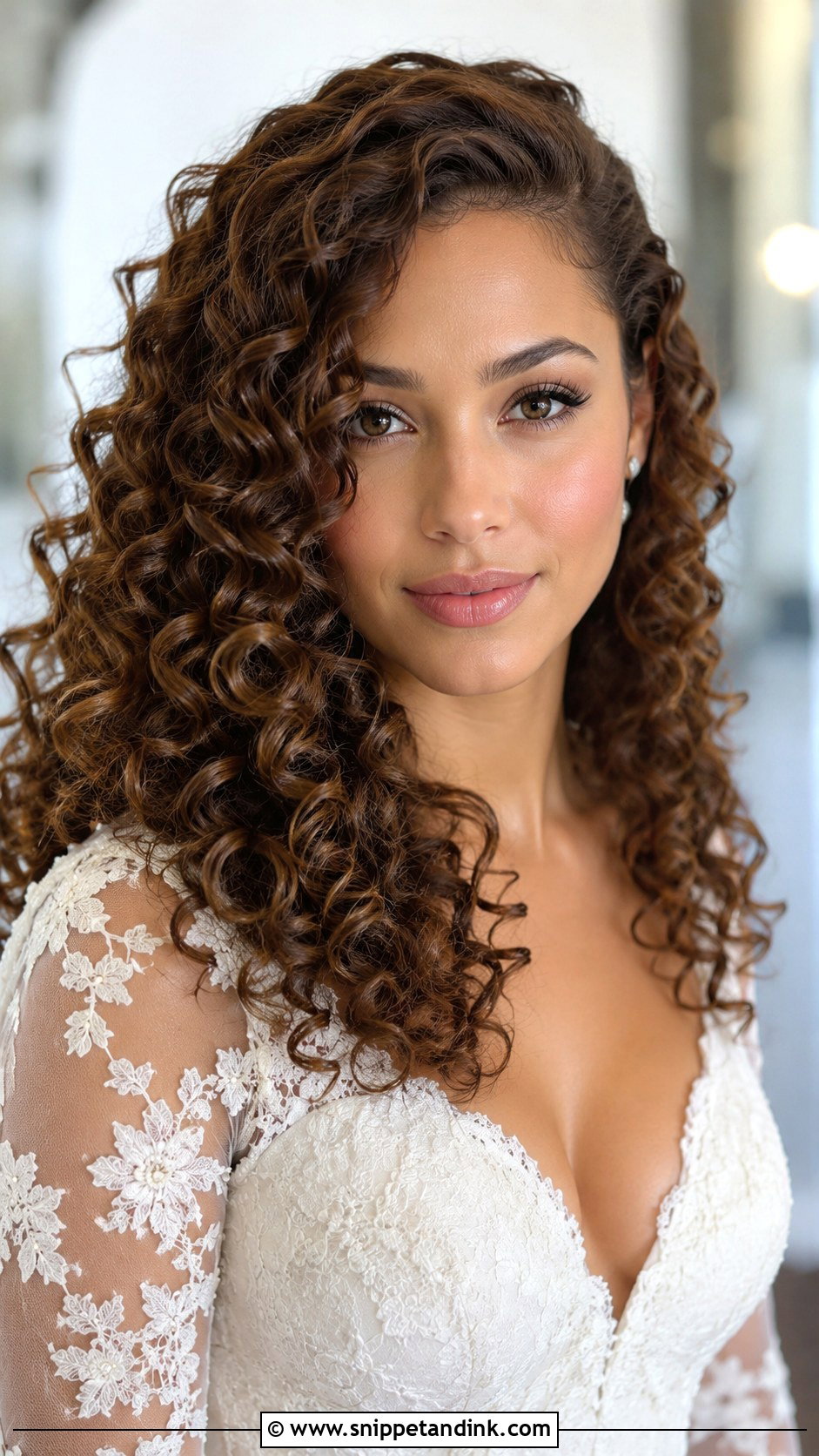 Curls Down With Defined Ringlets - Snippet and Ink - 30 Naturally Curly Bridal Hair Ideas