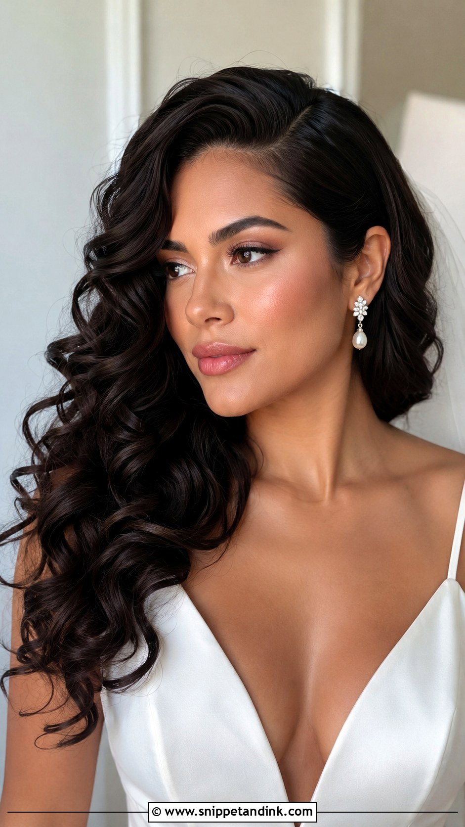 Curls Down With Side Part - Snippet and Ink - 20 Wedding Hairstyles for Natural Curly Hair