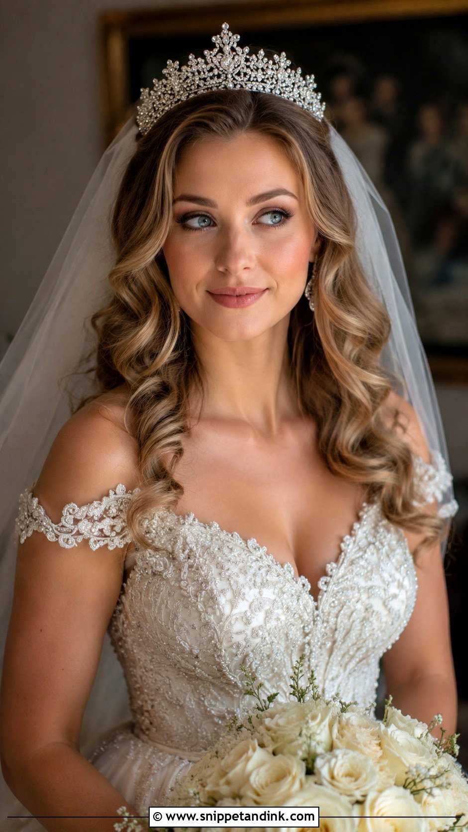 Curls Down With Tiara - Snippet and Ink - 20 Wedding Curls Down