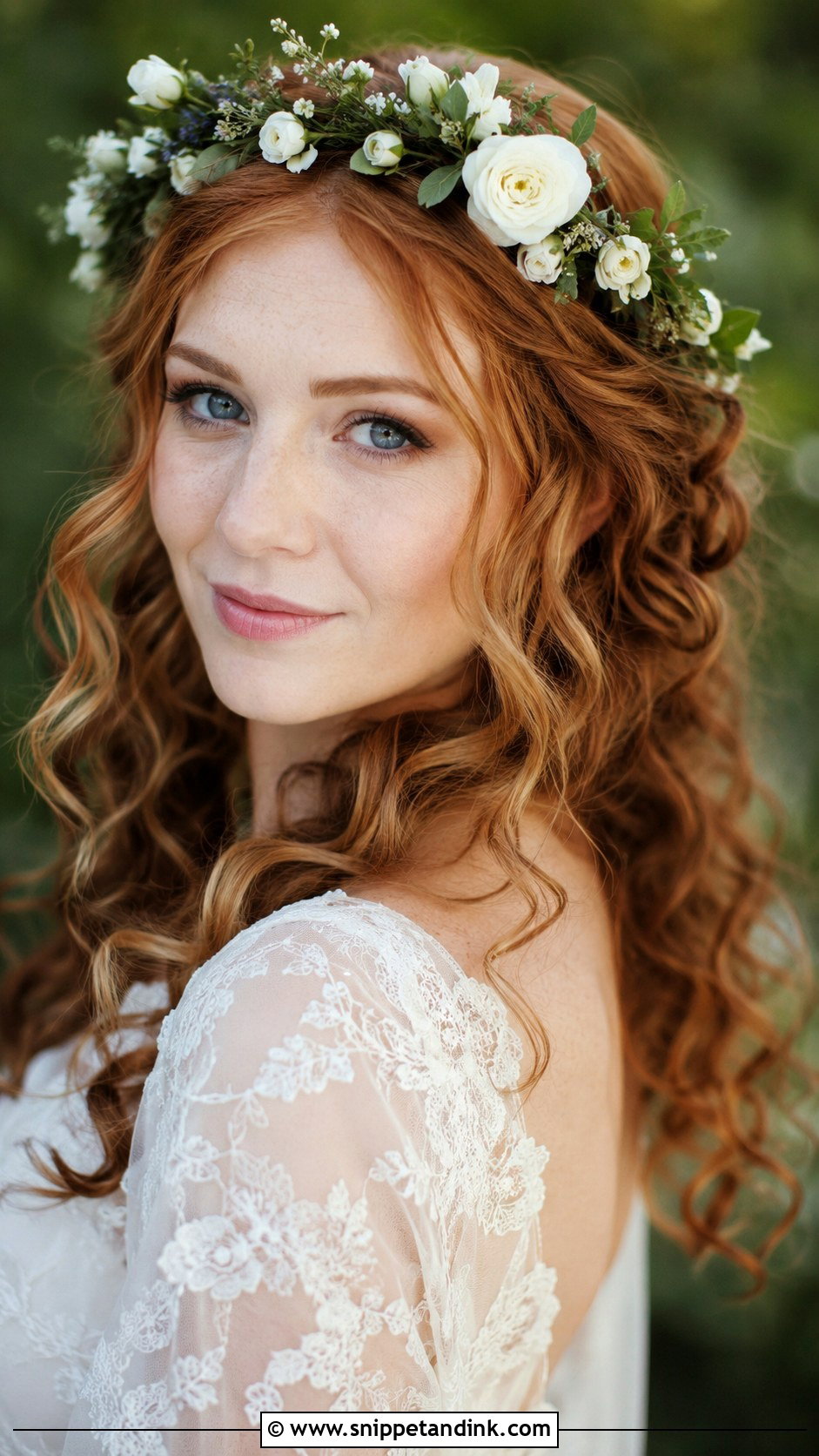 Curls With Flower Crown - Snippet and Ink - 25 Wedding Curls