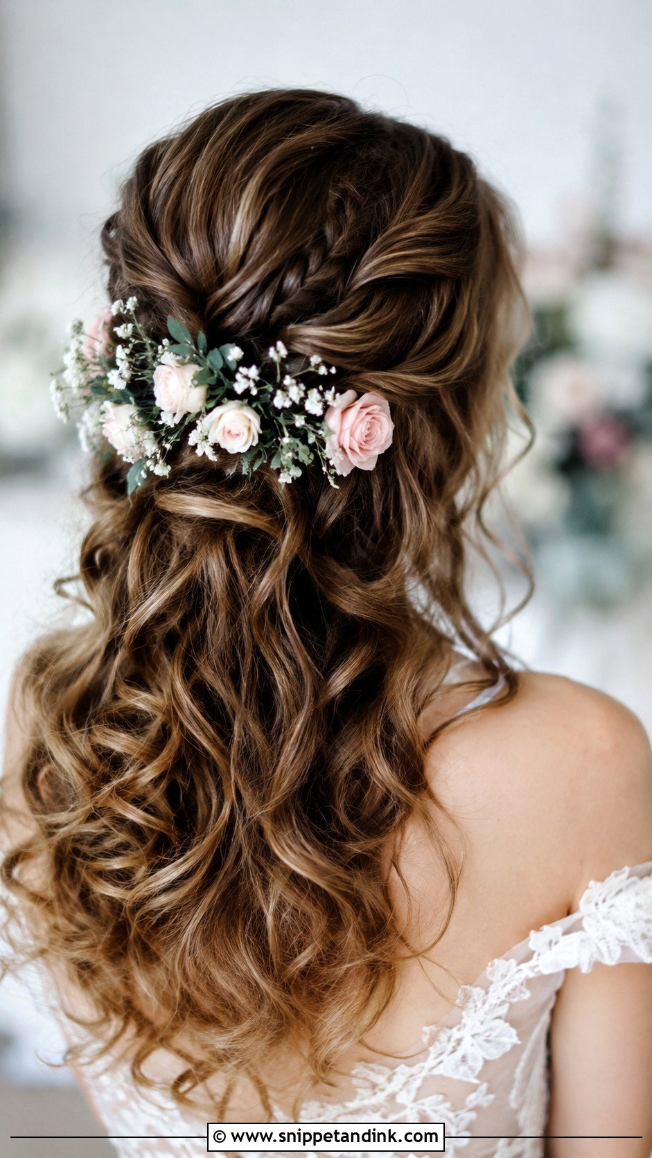 Curls With Fresh Flowers - Snippet and Ink - 20 Bride Hair Down Curls