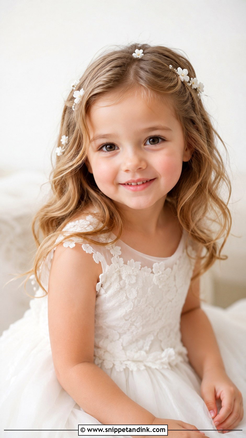 Curls With Jeweled Clips - Snippet and Ink - 25 Toddler Wedding Hairstyles