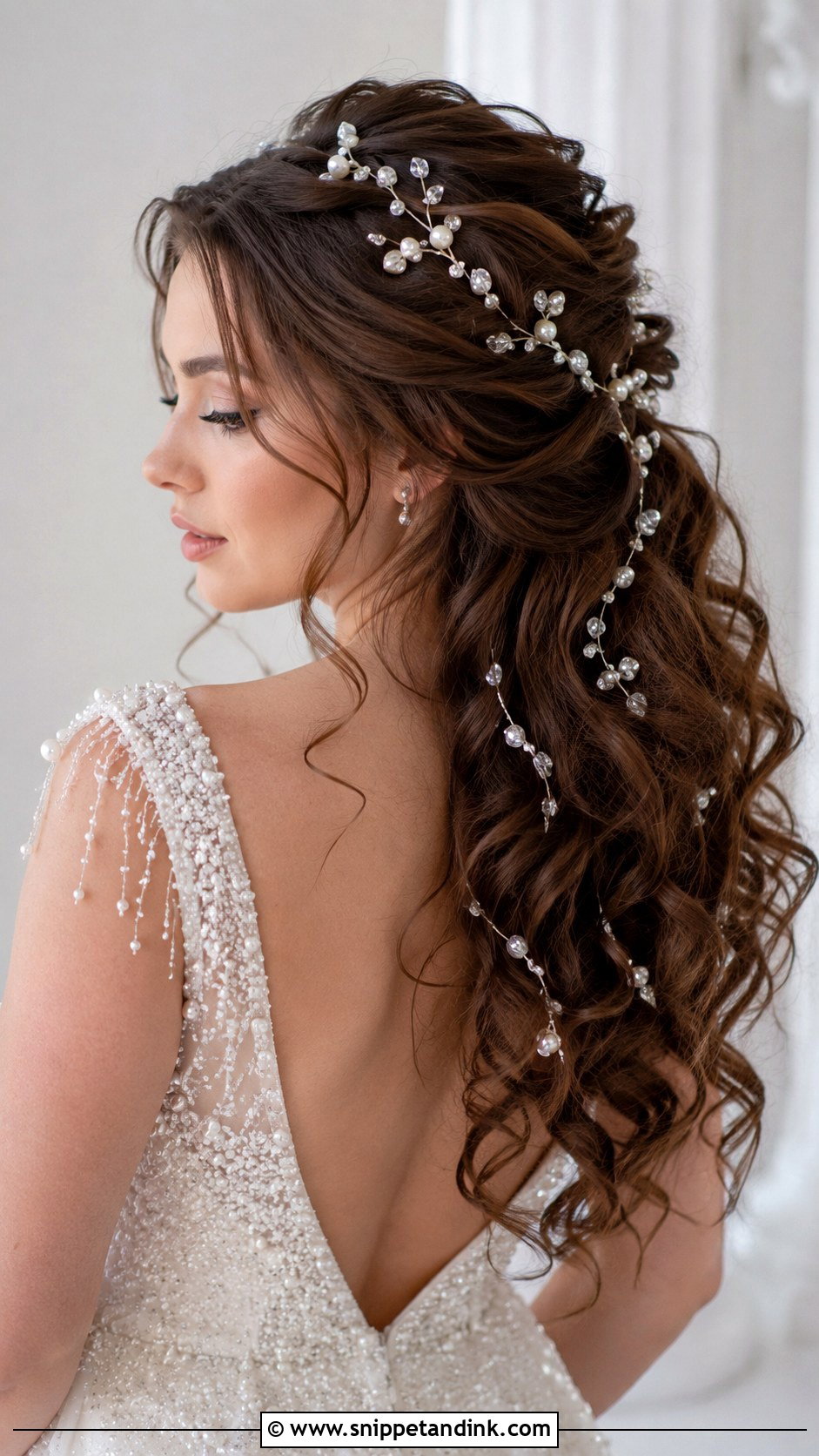 Curls With Pearl Hair Accessories - Snippet and Ink - 25 Wedding Curls